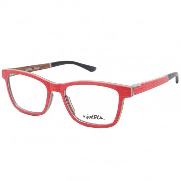 Kobelfein Holzbrille Denver 4003-2 rot mit Sehstärke 